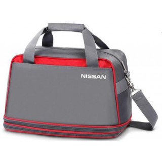 Сумка дорожная Nissan Travel Bag раскладывающаяся серо-красная, нейлон