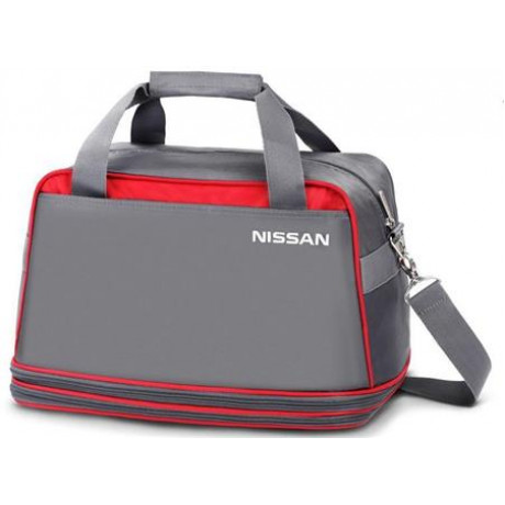 Сумка дорожная Nissan Travel Bag раскладывающаяся серо-красная, нейлон