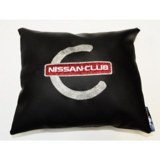 Подушка автомобильная Nissan Club для подголовника экокожа черная
