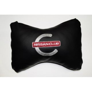 Подушка автомобильная Nissan Club для подголовника экокожа фигурная черная