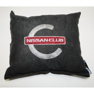 Подушка автомобильная Nissan Club для подголовника замша серая
